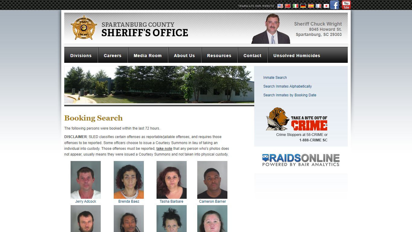 Booking Search : Spartanburg Sheriff