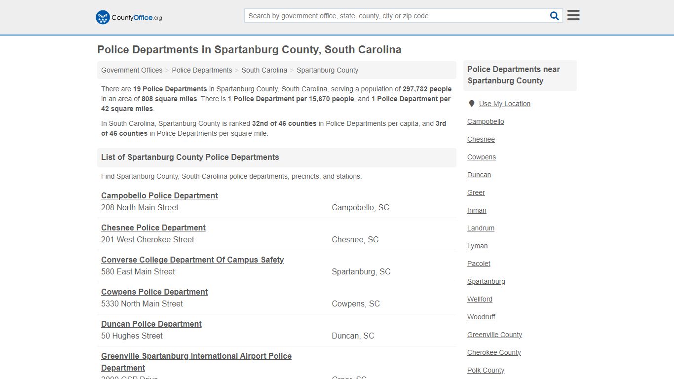 Spartanburg County, SC (Arrest Records & Police Logs) - County Office